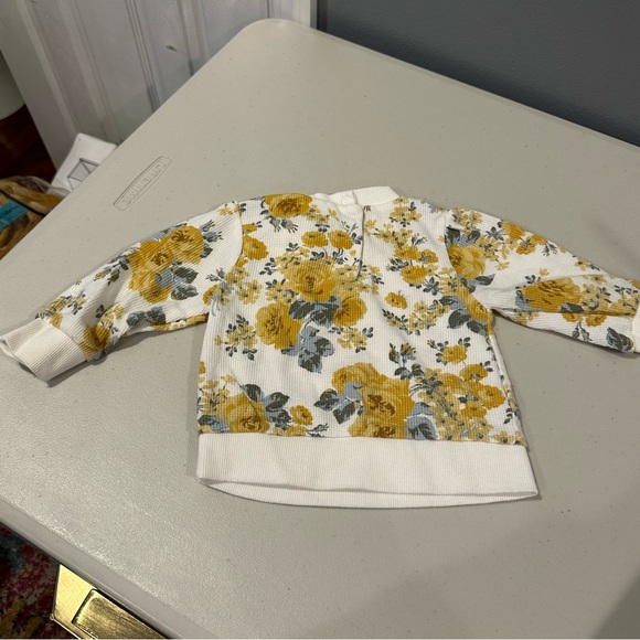 Laura Ashley Baby Floral Thermal Long Sleeve Top with Grey Ribbed Leggings - Picture 3 of 7